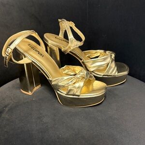 Sugar Metallic Gold Platform Heels